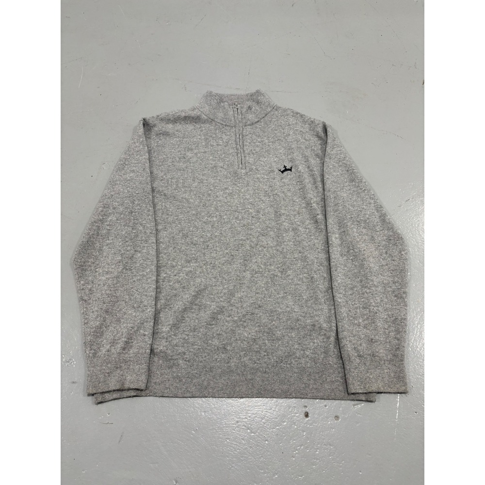 Quince Mens XXL 100% Mongolian Cashmere Quarter Zip Sweater Heather Gray Crown